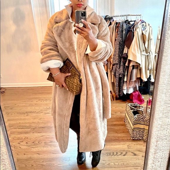 Jackets & Blazers - Taupe Faux Fur Coat